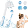 thumbnail image 1 of Cepillo de cuerpo eléctrico para exfoliar y masajear, cepillo de piel giratorio de silicona suave con 4 cabezales de cepillo giratorio para hombre y mujer, 1 of 5