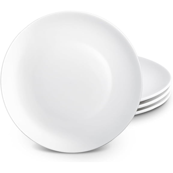 4 PCS Ceramic Salad Plates, 7 inch White Ceramic Plate, Small Appetizer Plates,Microwave, Oven, Dishwasher Safe, Round Porcelain Serving Plate for Kitchen Salad Dessert Appetizers