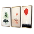 thumbnail image 3 of Designart "Tender Red Serenity Minimal Watercolor I" Abstract Landscape Framed Wall Art Set Of 3 - Pink Abstract Landscapes Frame Gallery Wall Set For Home Decor, 3 of 6