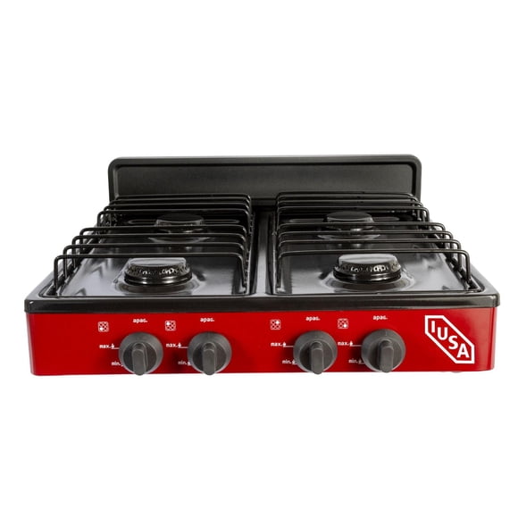 Parrilla de Gas LP Reacondicionada IUSA 4 Quemadores Roja Cubierta Porcelanizada