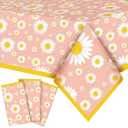 

3 Pack Daisy Tablecloth Plastic Daisy Party Tablec