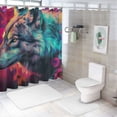 thumbnail image 7 of Orinice Wolf Flower Colorful Bathroom Decor Set - Luxurious Graphic Print Polyester Fabric with Hooks, Waterproof Washable Shower Curtain for Bathroom Decoration 60x72, 7 of 7