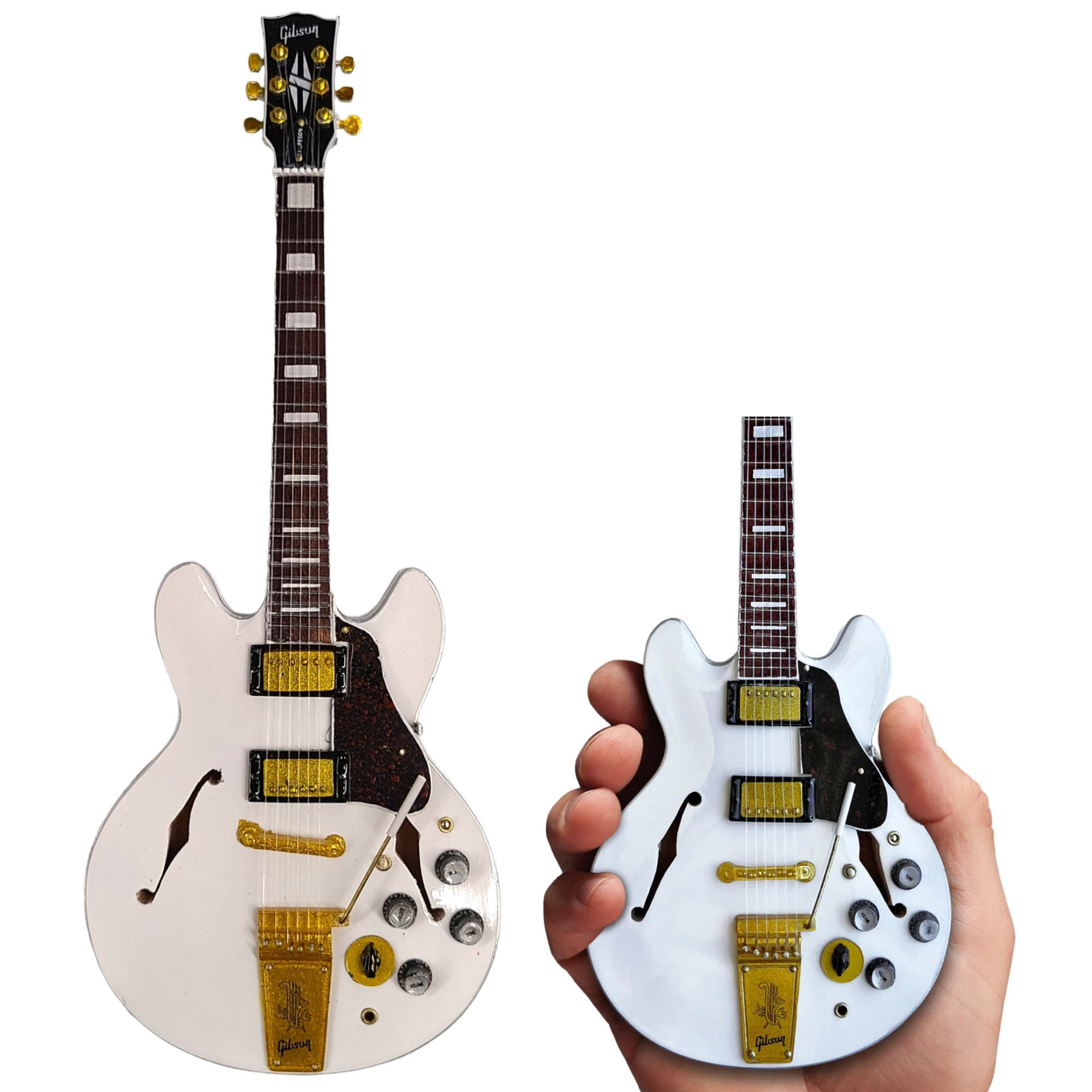Alex Lifeson Gibson ES-355 Alpine White 10 Inch Miniature Guitar Replica