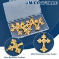 thumbnail image 4 of 6 piezas de dijes de rosario dorado, dijes góticos grandes, dijes de diamantes de imitación, dijes colgantes, dijes de crucifijo, 4 of 6