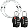 thumbnail image 2 of Lumintrail TSA Approved Locks, 4 Digit Combination Luggage Locks TSA Approved, Travel Locks for Luggage & Suitcase with 4-FT Steel Cable, Black, 2 Pack, 2 of 4