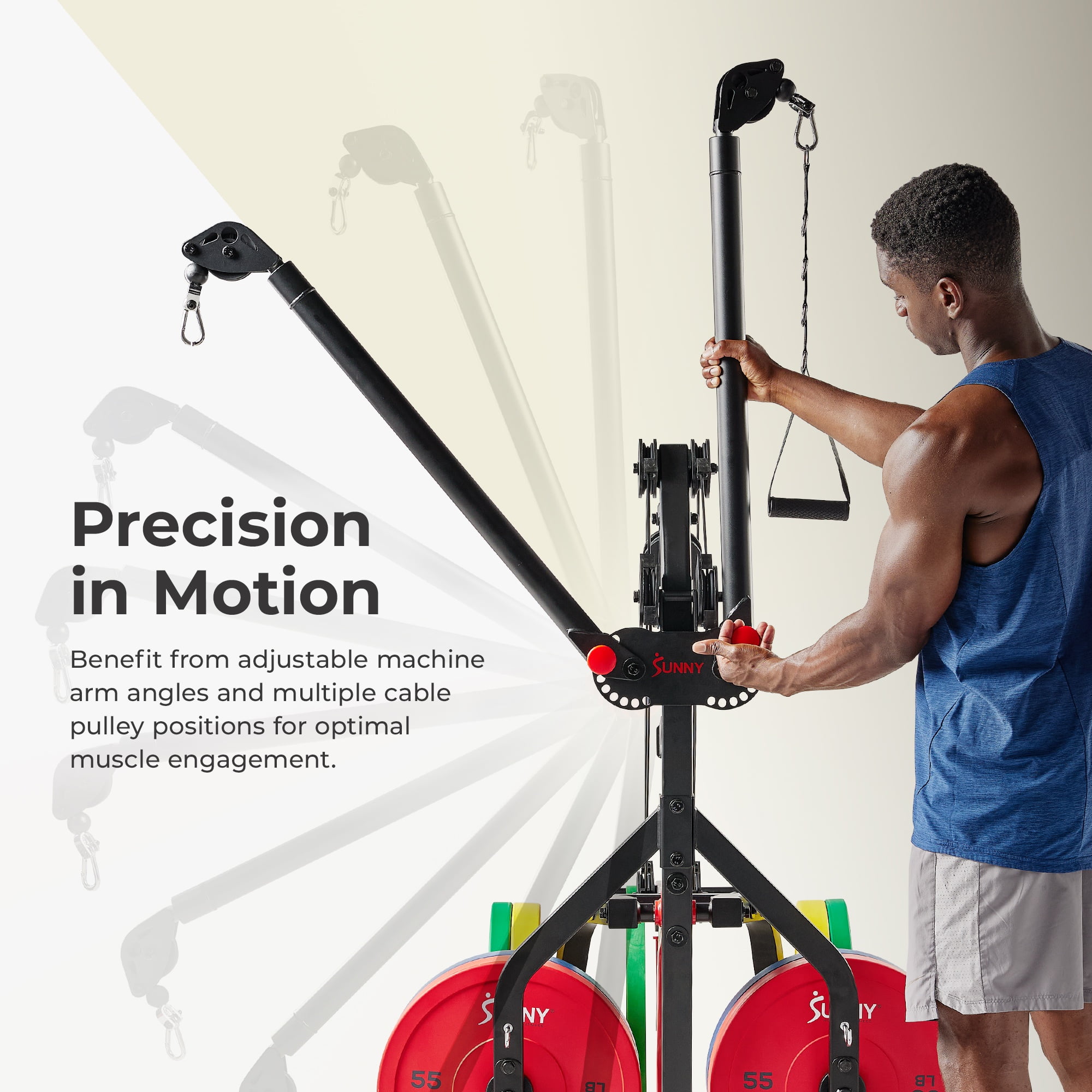 Sunny Health & Fitness Multifunctional Strength Training Cable Home Gym – Complete Pully Workout System with Training Attachments - SF-HG92401