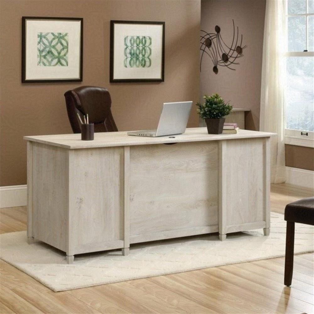 Scranton & Co Engineered Wood 4-Drawers Executive Desk in Chalked Chestnut
