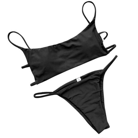 New & Trending  Women Bikini Set Swimwear Push-Up Padded Bra Swimsuit Beachwear S  Seamless Bra  Supportive Padded  High Elasticity  Quick Dry  Comfortable Fit  Bathing Suit for Women | Black S