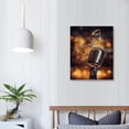 thumbnail image 3 of COMIO Music Wall Art Painting Gold Metal Microphone and Headset Musical Note Picture Print on Canvas Modern Home Studio Living Room Decor Stretched and Framed Ready to Hang, 3 of 4