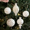 thumbnail image 2 of Selrti Christmas Ornaments White And Golden Vintage Ball Finial Christmas Tree Ornaments Shatterproof Plastic Farmhouse Hanging Decor, 2 of 7