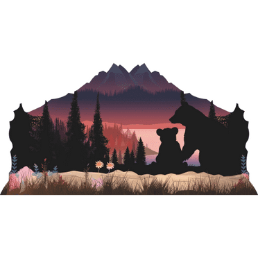 SP13242 Wild Life Forest Bear Tree Mountain Landscape Silhouette Cardboard Cutout Standee Standup