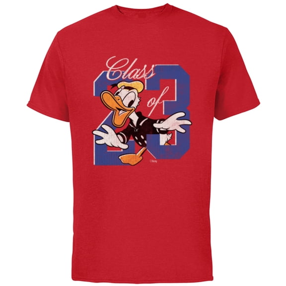 Disney Donald Duck Class of 23 Graduation 2023 Retro - Short Sleeve Cotton T-Shirt for Adults - Customized-Red