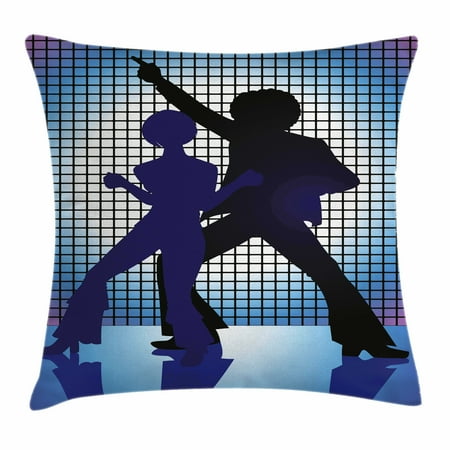 70s Party Decorations Throw Pillow Cushion Cover Silhouettes 70s Party Decorations Throw Pillow Cushion Cover Silhouettes On The Dance Floor Night Life