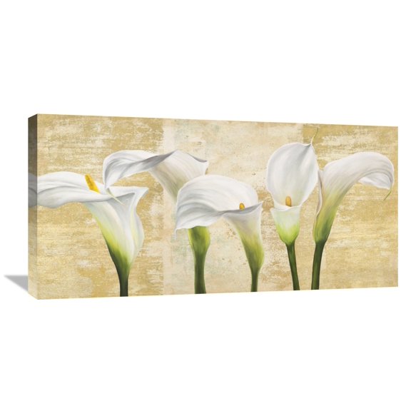 Global Gallery Jenny Thomlinson 'Callas on Gold (neutral variation)' Canvas Wall Art