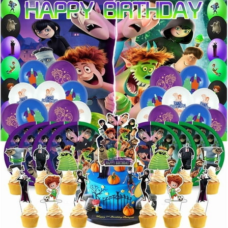 Hotel Transylvania Plates Tableware Balloons Party Supplies Cake Topper Banner Decorations Birthday Decor Banner Backdrop