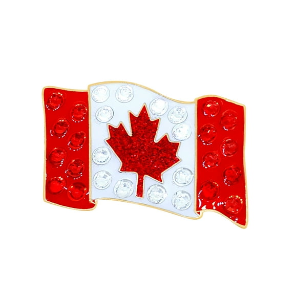 Navika Swarovski Crystal Golf Ball Marker & Hat Clip - Canada Flag