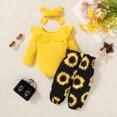 thumbnail image 5 of Younger Tree Infant Baby Girl Clothes Ruffle Long Sleeve Romper Floral Pants with Headband 3PCS Toddler Fall Outfits for 12-18 Months, 5 of 8