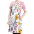 thumbnail image 5 of Pioneer Flower Floral Print Pattern Apron-Garden Aprons for Women with Pockets-Cotton Linen Waterproof Kitchen Cooking Gardening Aprons Adjustable for Kitchen,Cooking,BBQ and Salon 33x27 Inch, 5 of 7