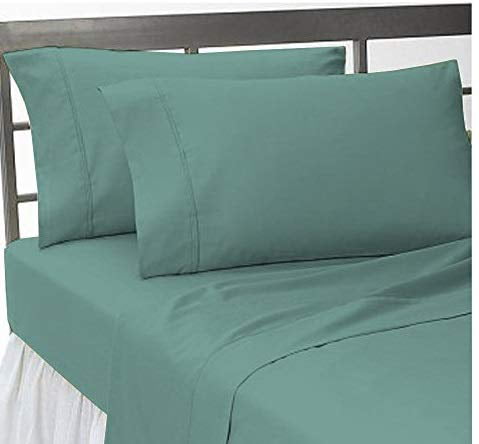 Cal-King, Solid,Aqua Blue . Linen Store Both Pattern Solid/Stripe 1-Piece Fitted Sheet with 21-25 inches Extra Fit Deep Pocket Hotel Finish Adjustable Room 600 Thread Count 100% Egyptian Cotton