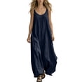 thumbnail image 2 of Aimik Women's Sleeveless Spaghetti Strap Loose Maxi Dress V-Neck Flowy Baggy Kaftan Casual Boho Dress, 2 of 5