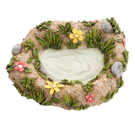Darice Fairy Garden Accessories: Miniature Resin Pond with Flowers