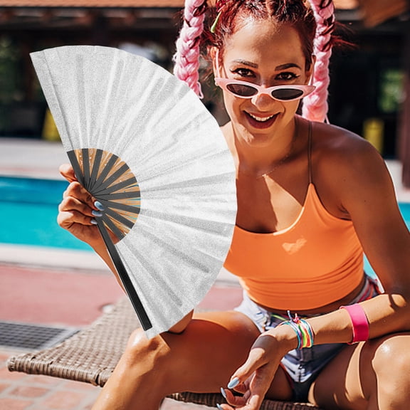 Baluue Vintage Style Folding Hand Fan with Decorative Design, Portable Handheld Cooling Fan for Outdoor and Indoor Use