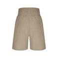 thumbnail image 5 of ZHYou Women's Shorts Summer Smocked High Rise Waist Stretch Pull On Wide Leg Shorts with Pockets,Beige,Size 2XL, 5 of 7