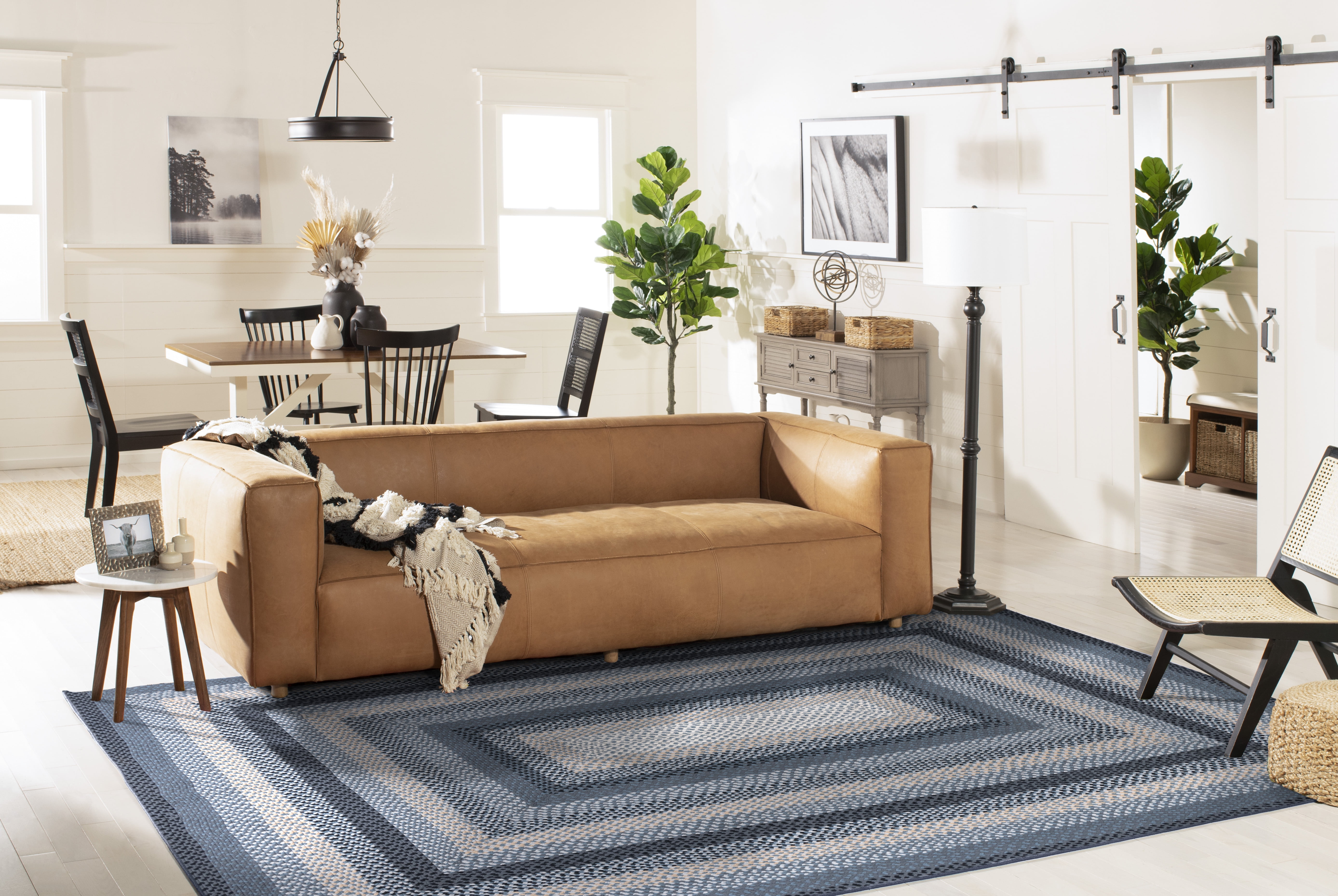 SAFAVIEH Braided Claes Bordered Reversible Area Rug, Dark Gray/Blue, 6' x 9'