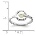 thumbnail image 5 of 925 Sterling Silver Rhodium-plated CZ 5-6mm Button FWC Pearl in Circle Ring Size: 8; for Adults and Teens; for Women and Men, 5 of 5