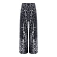 thumbnail image 4 of Hansber Girls' Shiny Sequins Pants Hip Hop Jazz Dance Disco Wide Leg Trousers Rave Festival Party Dress Pants Black 10, 4 of 7