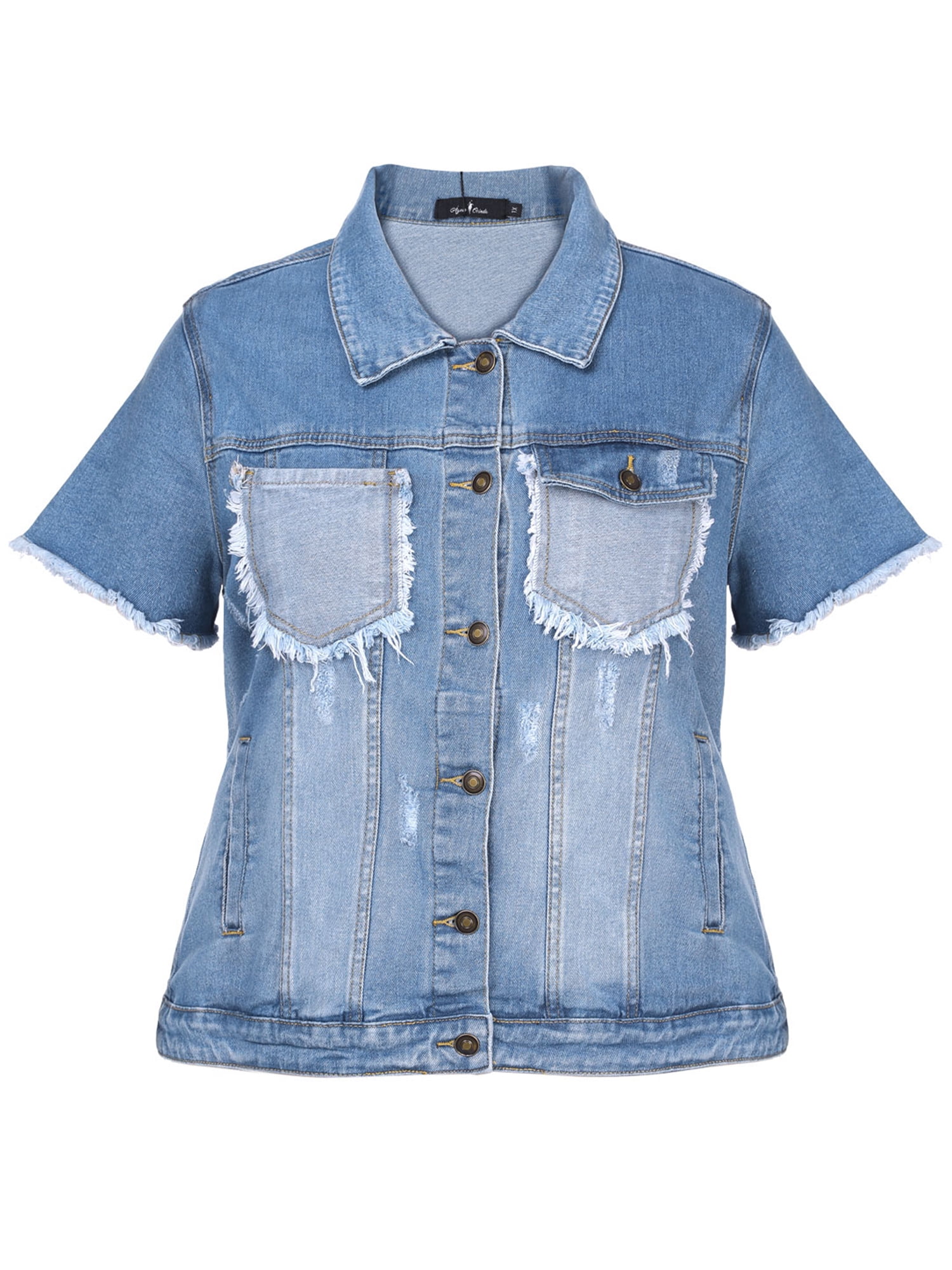 plus short sleeve denim jacket
