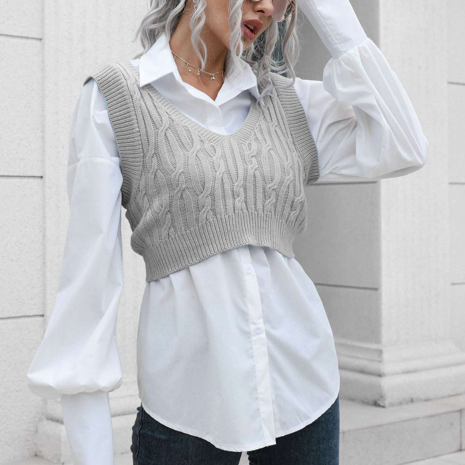 Sweater Vest Sleeveless V Neck Crop Sleeveless V Neck Crop Top Sweater Sleeveless Sweaters Ultimate Comfort Walmart