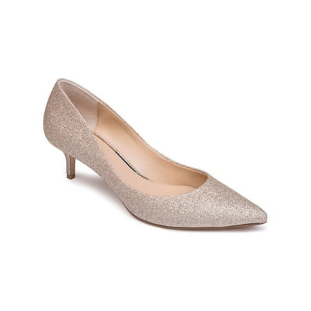 

JEWEL BADGLEY MISCHKA Womens Gold Glitter Royalty Pointed Toe Kitten Heel Slip On Pumps 9.5