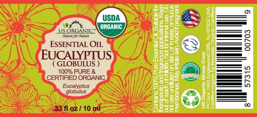 US Organic Eucalyptus Essential Oil (Globulus), 100% Pure Certified USDA Organic