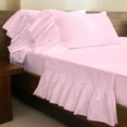 thumbnail image 2 of 4 Piece Corner Ruffle Sheet Set, 6" Inch Corner Ruffle On Flat Sheet And Pillowcases, 12 Inch Deep Pocket, 100% Egyptian Cotton, 800 TC, Cal King Size, Solid Light Pink, 2 of 6