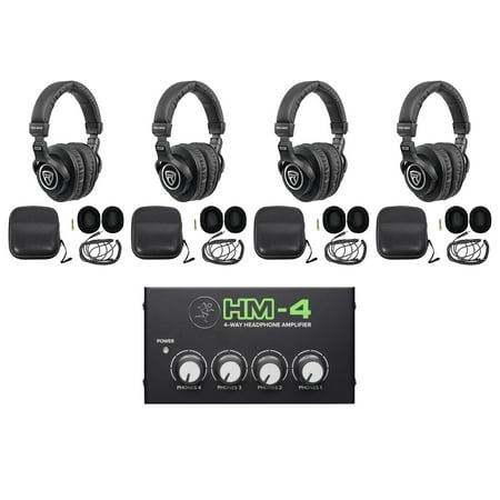 Studio Bundle w/ (4) Rockville PRO-M50 Headphones Bundle with Mackie Headphone Amplifier Amp