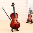thumbnail image 2 of Wooden Tiny Violin Model, Mini Violin Musical Instrument Replica Model, Handmade and Accessory with Case Display For Hom Bow, 2 of 8