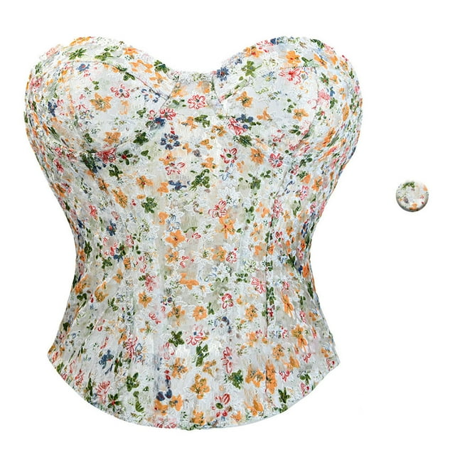 Corsé de espiga para mujer, prenda moldeadora de cintura y vientre, corsé floral ajustado, blusa para mujer