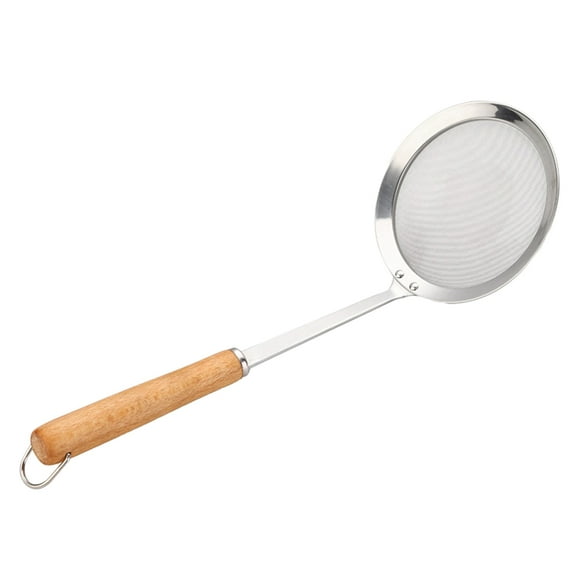 LOVERLYZ Stainless Steel Mesh Sieves Oil Colander Hot Pot Filter Cooking Strainer Flour Sifters with Wood Handle for Baking Kitchen