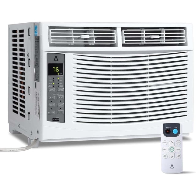 Ourlova Climatiseur de Fenêtre - 6000 BTU Refroidissement - Contrôle Wi-Fi Intelligent - Refroidit 250 Pi2 - 3 Modes