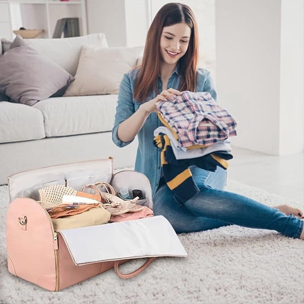 Bolsa de Ropa Plegable de Viaje Bolsa de Ropa Multifunción Bolsa de Viaje Bolsa de Ropa para Llevar en Bolsa de Ropa, Rosa