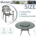 thumbnail image 2 of SOCIALCOMFY 10-Piece Patio Cast Aluminum Dining Set, 8 Person Outdoor Dining Furniture Set, Includes 8 Chairs and 61" Large Round Dining Table with 31" Lazy Susan, Umbrella Hole for Lawn Deck Garden, 2 of 7