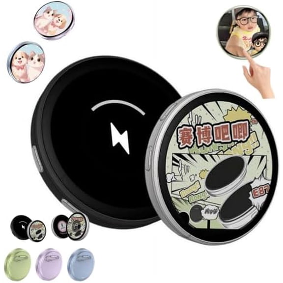 tangyin Digital Displayed Pixel Badge Pin, Electronic Button with LED Screen, Magnetic Display Badge with Photo & Video, Dynamic Anime Photo Pin for Cosplay Concert Fans and Fanbase (Black)