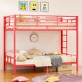 thumbnail image 2 of Zimtown Twin over Twin Steel Bunk Beds Frame,14.8" Height Guardrail, Bedroom Dorm Room, PinK, 2 of 7
