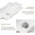 thumbnail image 5 of 24x13 Inch Shell Shape Above Counter Bathroom Vessel Sink, White Ceramic Vanity Bowl, 3D Ocean-Inspired Design, Pre-Installed Drain, No Faucet Hole, 5 of 6