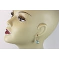 thumbnail image 3 of 14k Yellow Gold Simulated Aquamarine Earrings Aqua Blue Faceted Heart Simple Drops for Adult Women, 3 of 5