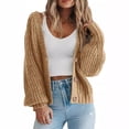 thumbnail image 4 of Suéter tipo cárdigan de punto grueso de moda de otoño e invierno para mujer, chaqueta tipo cárdigan corta holgada con botones y manga larga, 4 of 6