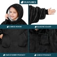 thumbnail image 6 of PAVILIA Wearable Blanket Sweatshirt for Kids Boy Girl, Warm Cozy Giant Hoodie with Two Pockets and Long Sleeves, Fleece Sherpa Oversized Hooded Blanket Pullover Gift for Teens Youths, Black, 6 of 6