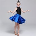 thumbnail image 4 of GYRATEDREAM Girls Latin Dance Mini Skirt Ballroom Salsa Rumba Training Skirt Skater Costume Ruffle Swing Skirt Pleated Practice Dress for 13-14Y Blue, 4 of 7
