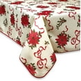 thumbnail image 3 of Violet Linen European Christmas Poinsettia Bows and Ribbons Pattern, Polyester Woven Printed Fabric, Multi, 60 Inch Round, Seats 4 to 6 people, Tablecloths, 3 of 3
